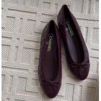 ​Super Quality Chanel Lambskin Ballet Flats G26250 Dark Burgundy 2026