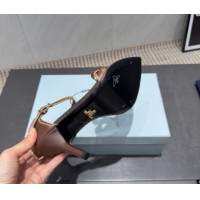 Best Price Prada Leather Bow Heel Sandals 8.5cm Brown 1X196O 2026