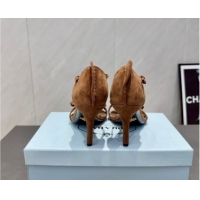 Classic Hot Prada Suede Bow Heel Sandals 8.5cm Brown 1X196O 1205004 2026