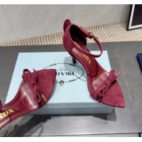 Grade Quality Prada Suede Bow Heel Sandals 8.5cm Red 1X196O 1205005 2026