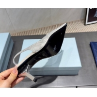 Low Price Prada Strass Allover Heel Slingbacks Pump 8.5cm Silver PR120501 2026