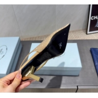 Luxurious Prada Strass Allover Heel Slingbacks Pump 8.5cm PR120501 Gold 2026