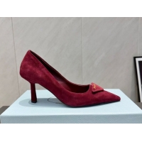 Discount Prada Suede Heel Pumps 8.5cm Red 1I901M 1205015 2026