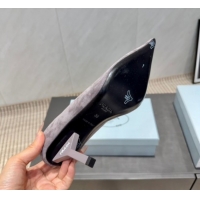 Shop Duplicate Prada Suede Heel Pumps 8.5cm Grey PR120501 1205017 2026