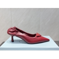 Hot Style Prada Leather Elastic Heel Pumps 5.5cm Red PR120502 1205027 2026