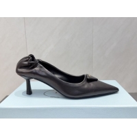 Luxury Cheap Prada Leather Elastic Heel Pumps 5.5cm Black PR120502 1205028 2026