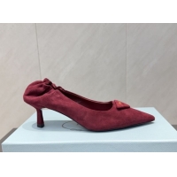 Inexpensive Prada Suede Elastic Heel Pumps 5.5cm Red PR120502 1205031 2026