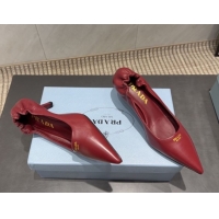 Duplicate Prada Leather Elastic Heel Pumps 5.5cm Red 1I188O 1205037 2026