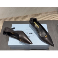Charming Prada Leather Elastic Heel Pumps 5.5cm Black 1I188O 1205039 2026
