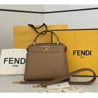 Promotional Fendi Peekaboo Mini Bag with Thread in Leather 8697 Beige 2026