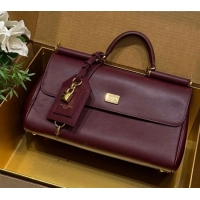 Luxury Cheap Dolce & Gabbana DG Elongated My Sicily handbag in Leather 0121 Burgundy 2026