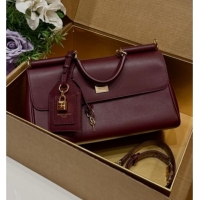 Luxury Cheap Dolce & Gabbana DG Elongated My Sicily handbag in Leather 0121 Burgundy 2026