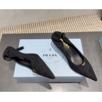 Buy Luxury Prada Suede Elastic Heel Pumps 5.5cm Black 1I188O 1205043 2026