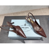 Grade Quality Prada Leather Slingbacks Pump 5.5cm Dark Brown 1I901M 1205045 2026