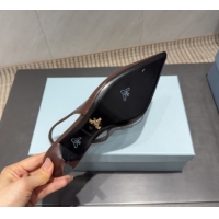 Luxury Prada Leather Slingbacks Pump 5.5cm Nude PR120503 Dark Brown 2026