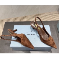 Luxury Prada Suede Slingbacks Pump 5.5cm PR120503 Brown 2026