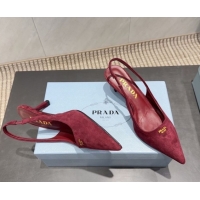 Top Design Prada Suede Slingbacks Pump 5.5cm PR120503 Red 2026