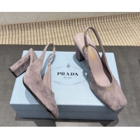 Hot Style Prada Suede high heel slingbacks pump 8.5cm Grey 1I838N 1205060 2026
