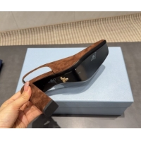 Shop Duplicate Prada Suede high heel slingbacks pump 8.5cm Brown 1I838N 1205061 2026