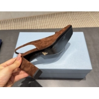 Sumptuous Prada Suede heel slingbacks pump 8.5cm Brown PR120504 1205069 2026