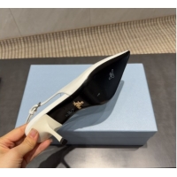 Top Design Prada Patent Leather Heel Slingbacks Pump 7.5cm White PR120601 1206004 2026