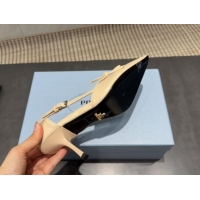 Grade Quality Prada Patent Leather Heel Pumps 7.5cm with Bow Buckle Beige PR120602 1206012 2026
