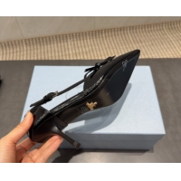 Pretty Style Prada Patent Leather Heel Pumps 7.5cm with Bow Buckle Black PR120602 1206014 2026