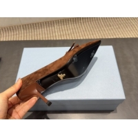 Best Product Prada Suede Heel Pumps 7.5cm with Bow Brown PR120603 1206015 2026
