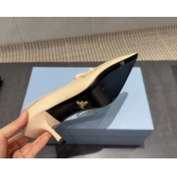 Unique Style Prada Patent Leather Heel Pumps 7.5cm with Bow Beige PR120603 1206019 2026