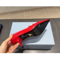Luxurious Prada Patent Leather Heel Pumps 7.5cm with Bow Red PR120603 1206020 2026