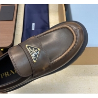 Fashion Luxury Prada Leather Platform Loafers 4.5cm Brown PR120604 1206026 2026