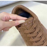 Stylish Prada Suede Sneakers Brown PR120605 1206028
