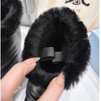 Shop Duplicate Prada Leather and Shearling Booties with Buckle 1U187O Black 2026