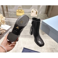 Low Price Prada Calf Leather Heel Ankle Boots 6.5cm with Buckle Black 1206035 2026