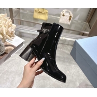 Purchase Prada Patent Leather Heel Ankle Boots 6.5cm with Buckle Black 1206036 2026