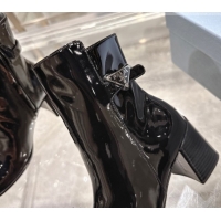 Purchase Prada Patent Leather Heel Ankle Boots 6.5cm with Buckle Black 1206036 2026