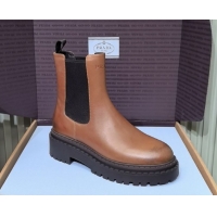 Grade Quality Prada Double Chocolate Calf Leather Chelsea Boots 5cm 1T744N Brown 2026