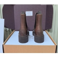 Unique Style Prada Double Chocolate Calf Leather Chelsea Boots 5cm 1T744N Dark Brown 2026