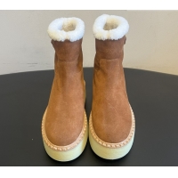 Good Looking Prada Suede & Shearling Platform Booties P121606 Brown 121606 2026