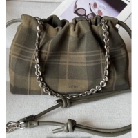 Top Quality Loewe Medium Flamenco purse in tartan suede 1774 Khaki/Green 2026