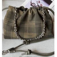 Top Quality Loewe Medium Flamenco purse in tartan suede 1774 Khaki/Green 2026
