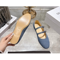 Popular Style Celine Les Ballerines Flat in Blue Denim with Double Straps 1209049 2026