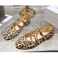 Charming Celine Les Ballerines Flat in Leopard Printed Hairy with Double Straps 1209050 2026