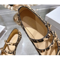 Charming Celine Les Ballerines Flat in Leopard Printed Hairy with Double Straps 1209050 2026