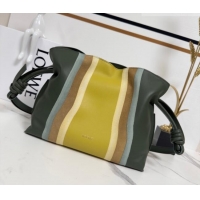 Promotional Loewe Medium Flamenco clutch bag Landscape in nappa calfskin leather 262585 Bottle Green/Ochre Yellow 2026