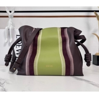 Discount Loewe Medium Flamenco clutch bag Landscape in nappa calfskin leather 262585 Chocolate/Light Moss Green 2026