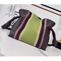 Discount Loewe Medium Flamenco clutch bag Landscape in nappa calfskin leather 262585 Chocolate/Light Moss Green 2026