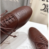 Good Product Celine Lise Perforated Triomphe Richelieu Laced-up Shoes in Calfskin Leather Brown 1209051 2026