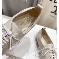 Fashion Celine Lise Perforated Triomphe Richelieu Laced-up Shoes in Calfskin Leather White 1209052 2026