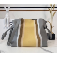Super Quality Loewe Medium Flamenco clutch bag Landscape in nappa calfskin leather 262585 Sparkling Grey/Butter Yellow 2